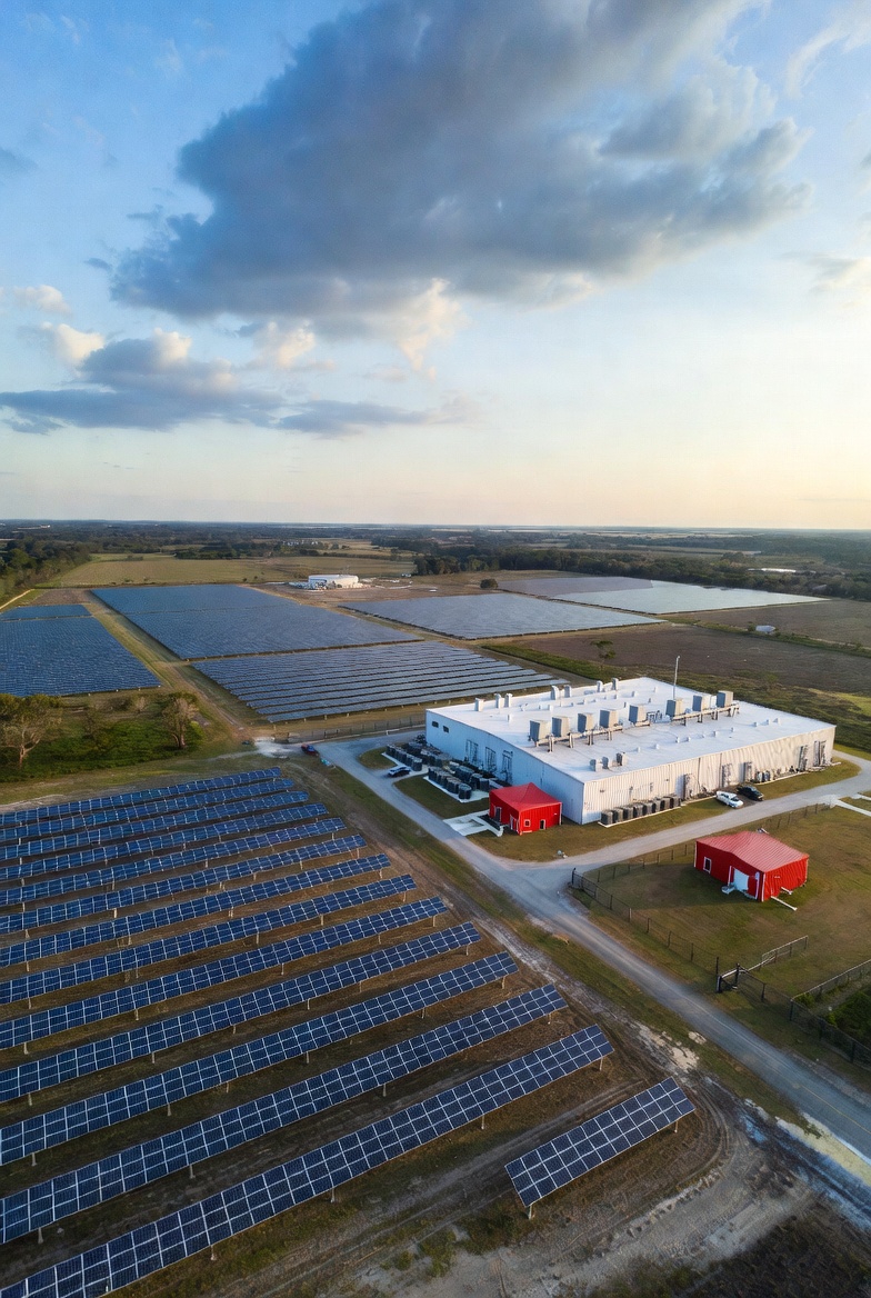 data center with solar farm in florida